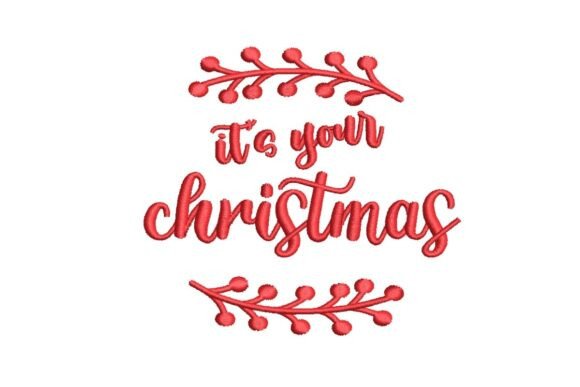 Festive Red Typography Embroidery Design