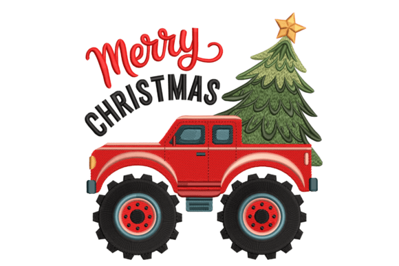 Merry Christmas Monster Truck Embroidery Review